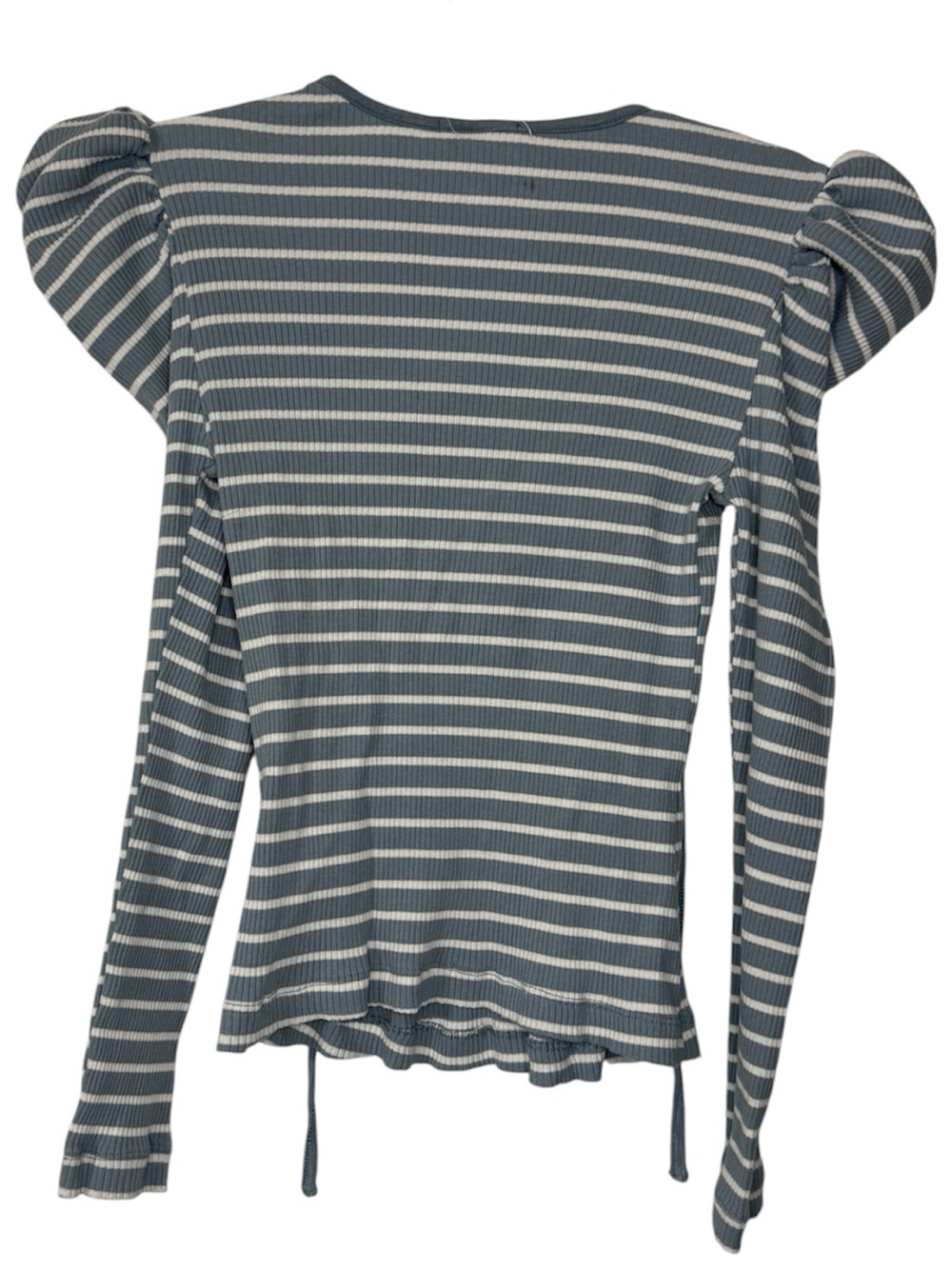 Anthropologie Porridge Striped Puff-Sleeve Tie-Neck Top in Light Blue - Picture 4 of 7